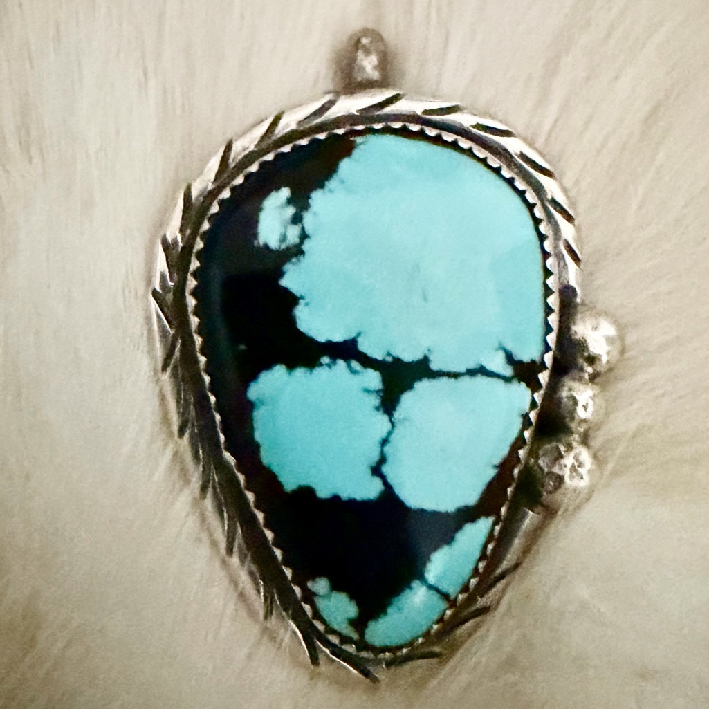 Vintage Navajo Turquoise Sterling Silver Statement Pendant Brooch Roy Buck Din